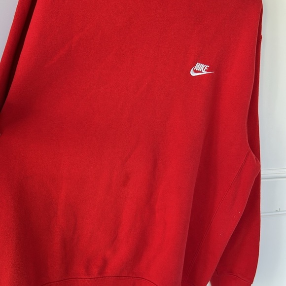 Nike Men's Sportswear Club Fleece Crewneck Sweatshirt University Red/White - Picture 5 of 6